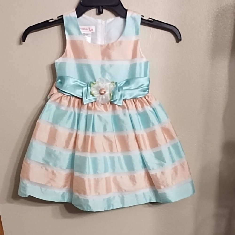 Jessica Ann Orange and Blue Sleeveless A-Line Dress for Weddings